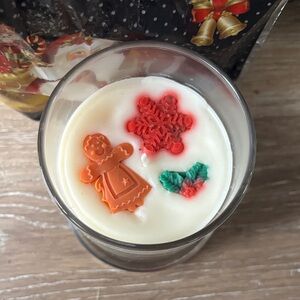 Holiday Scented Candle with Festive Decorations
